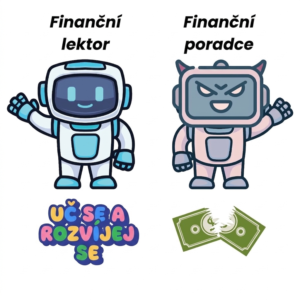 Chatbot finančního tutora a chatbot finančního poradce.