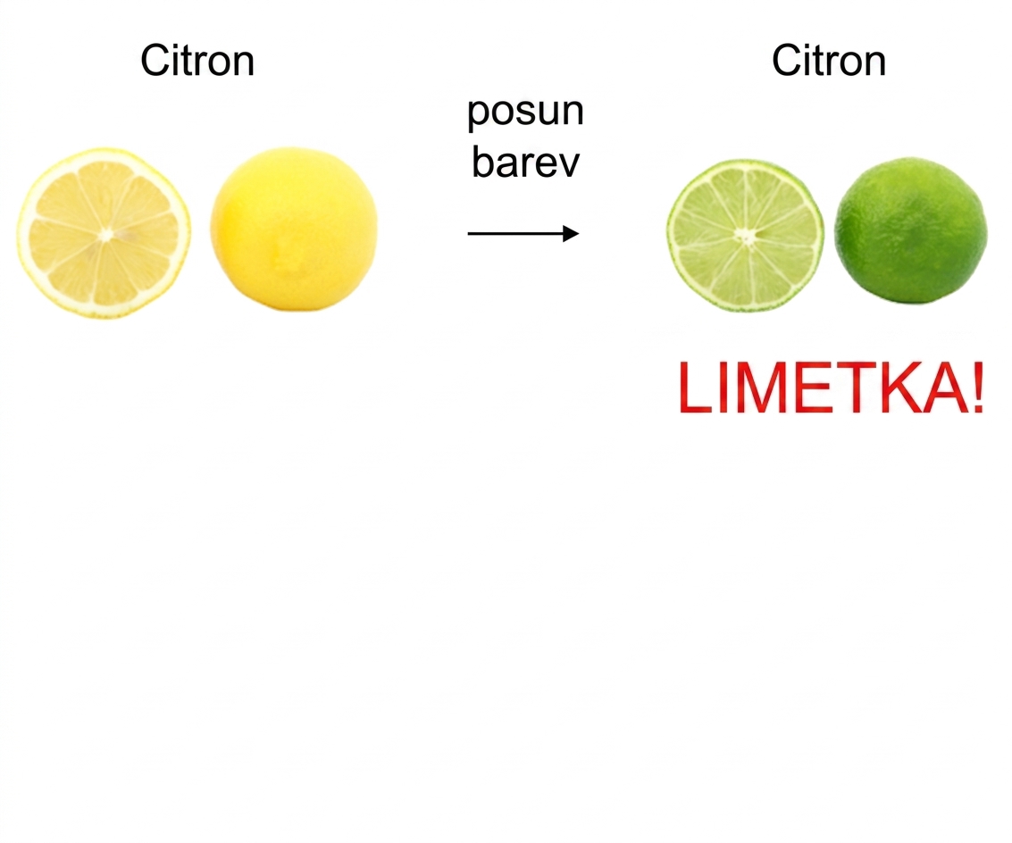 Žlutý citron a zelený lajm vypadají stejně, liší se pouze barvou.