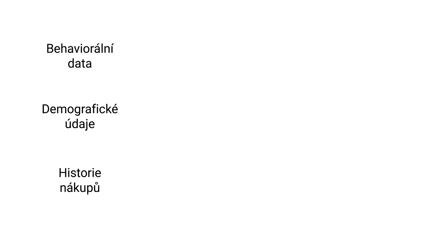Data o chování, demografické údaje a historie nákupů.