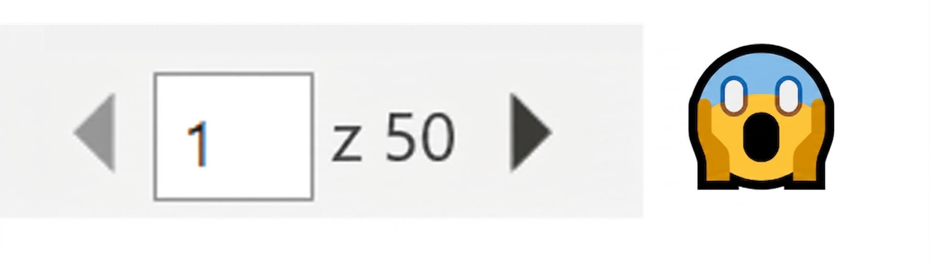 Tisk 50 stránek a vyděšený emotikon