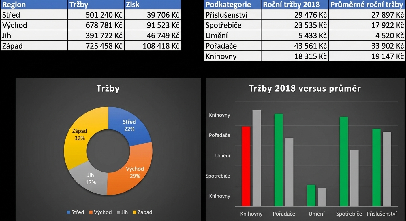 Příklady tabulek a grafů při vizualizaci agregovaných dat