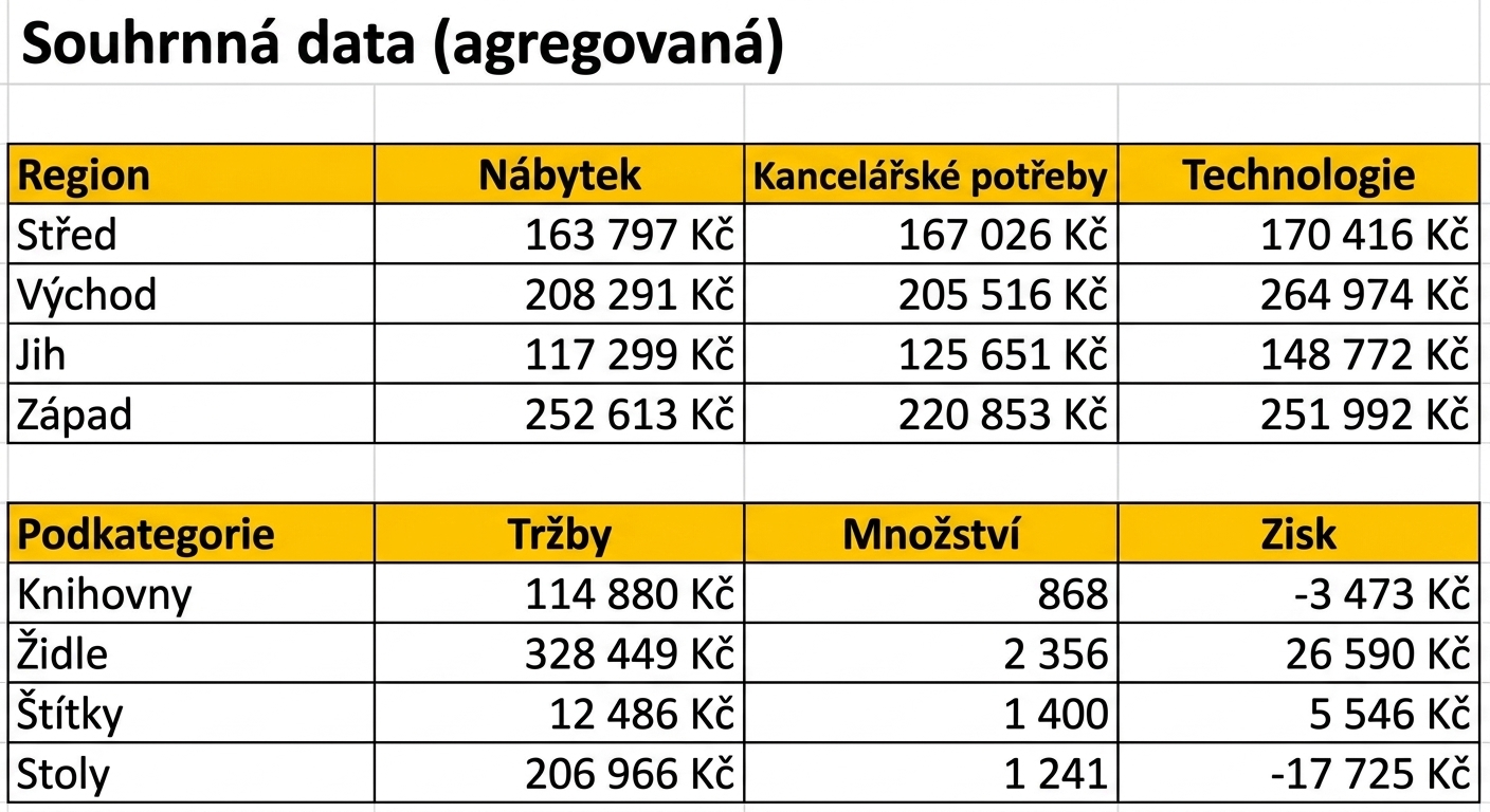 Přehled agregovaných datových sad
