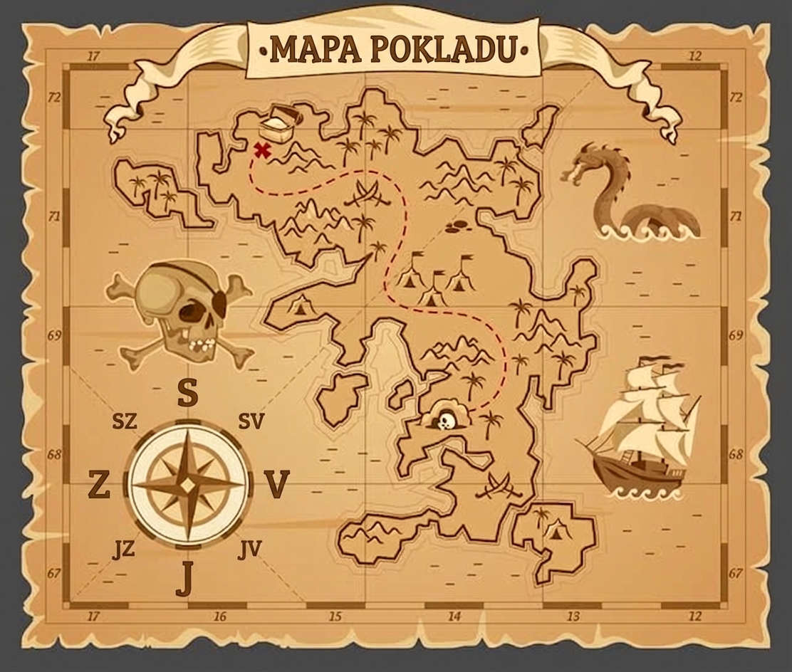 Obrázek znázorňující mapu pokladů