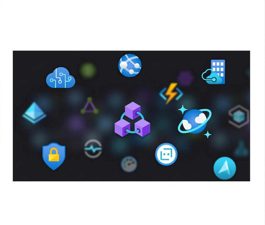 Obrázek s různými ikonami produktů Azure