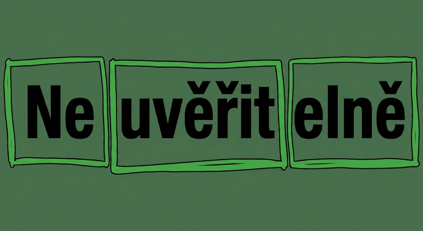 Slovo Unbelievably tokenizováno jako un, believ, ably.