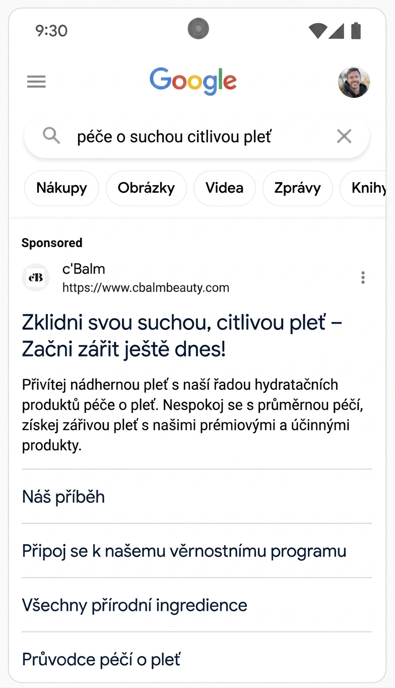 Příklad reklamní platformy Google, která dynamicky přizpůsobuje personalizovanou reklamu