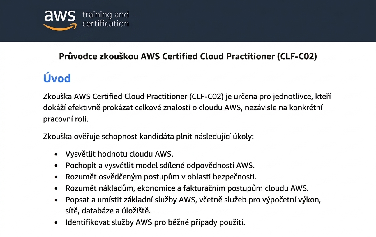Začátek průvodce zkouškou CLF-C02
