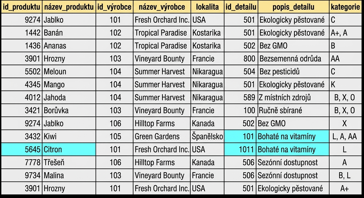 Zvýrazněná anomálie v popisu detailu
