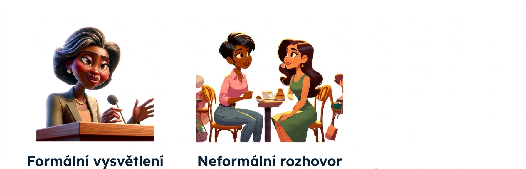 Dva lidé vedou neformální rozhovor