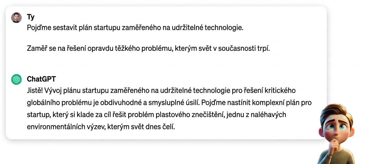 Karikatura zamyšlené osoby