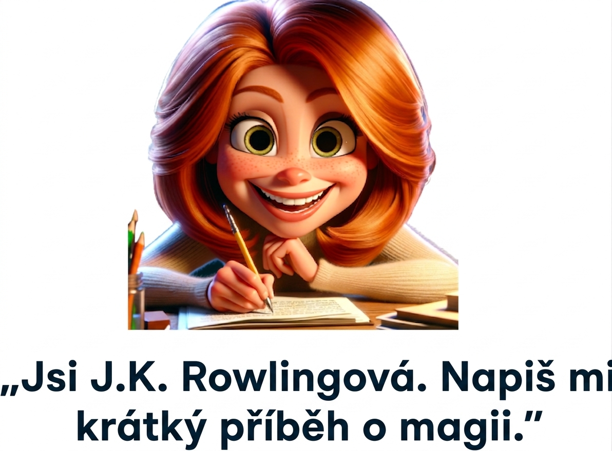 Spokojená osoba s promptem 'jsi j.k. rowlingová, napiš mi krátký příběh o magii'