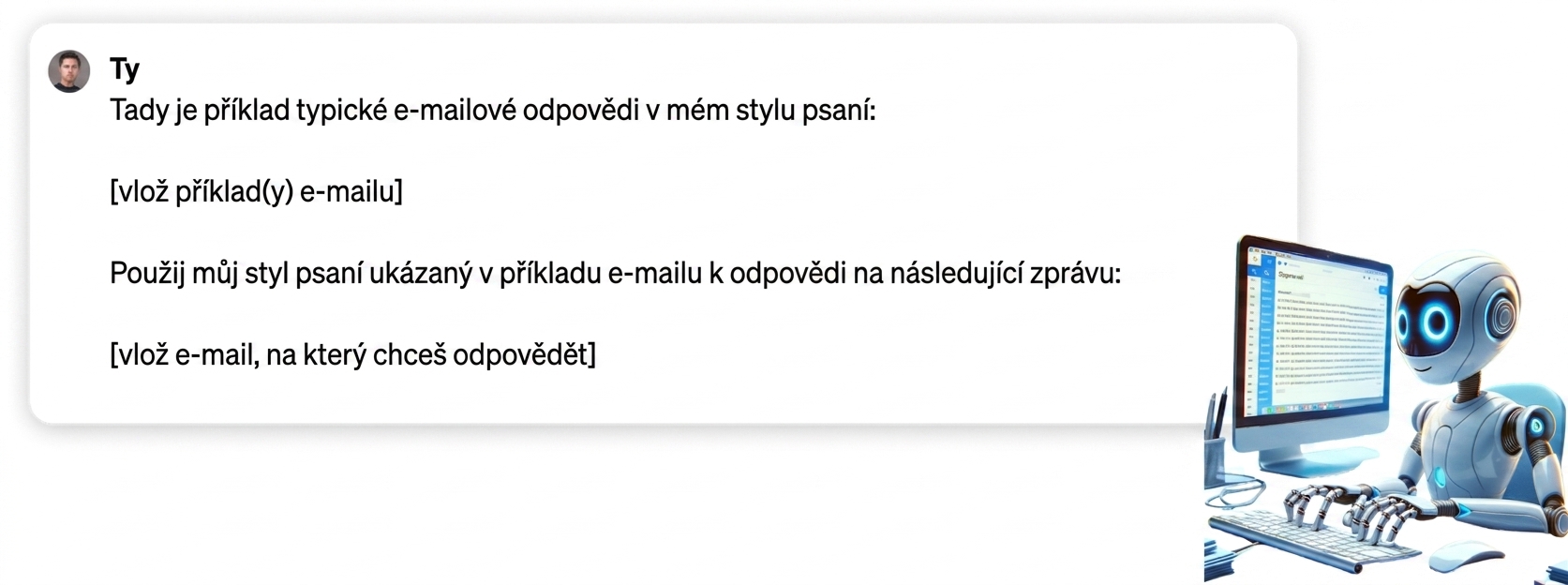 Prompt, který poskytuje příklad e-mailu