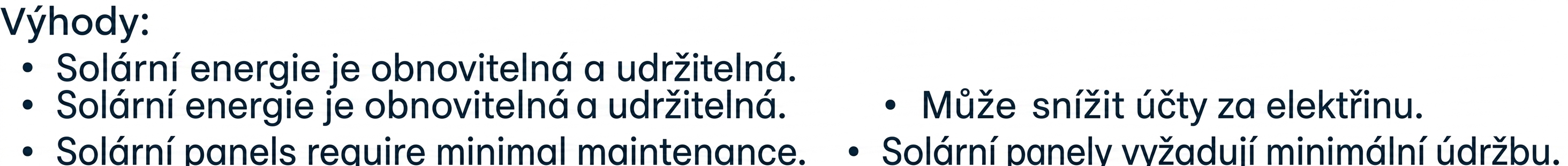 Seznam výhod