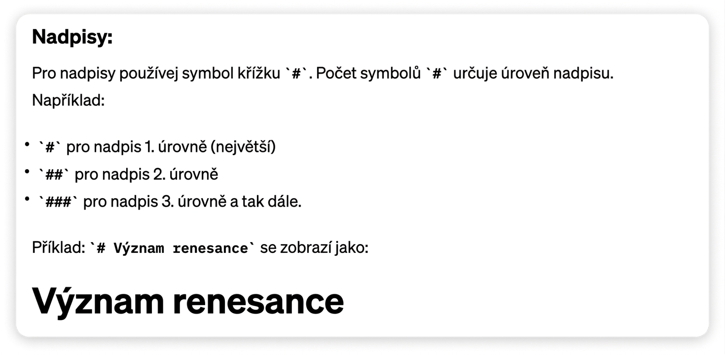 Příklad nadpisů