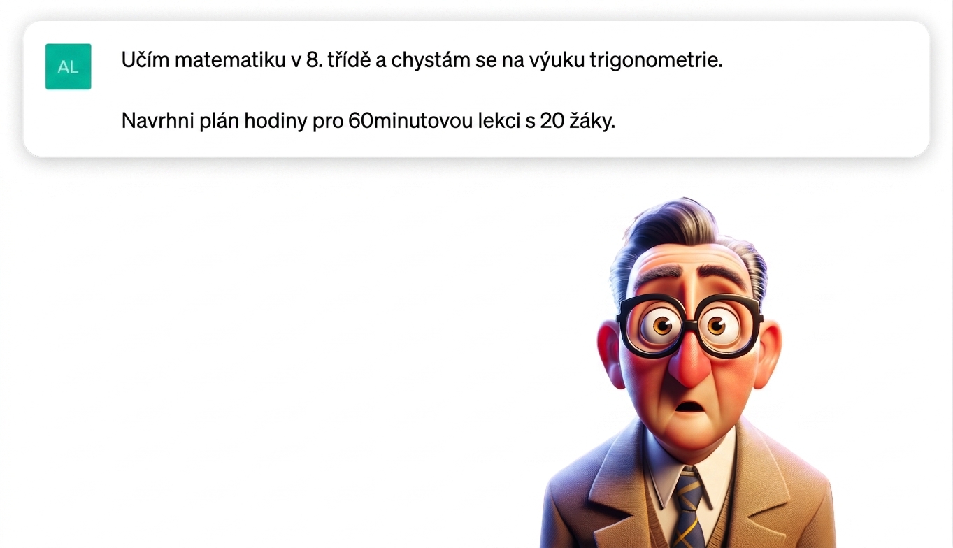 Kreslená ilustrace učitele