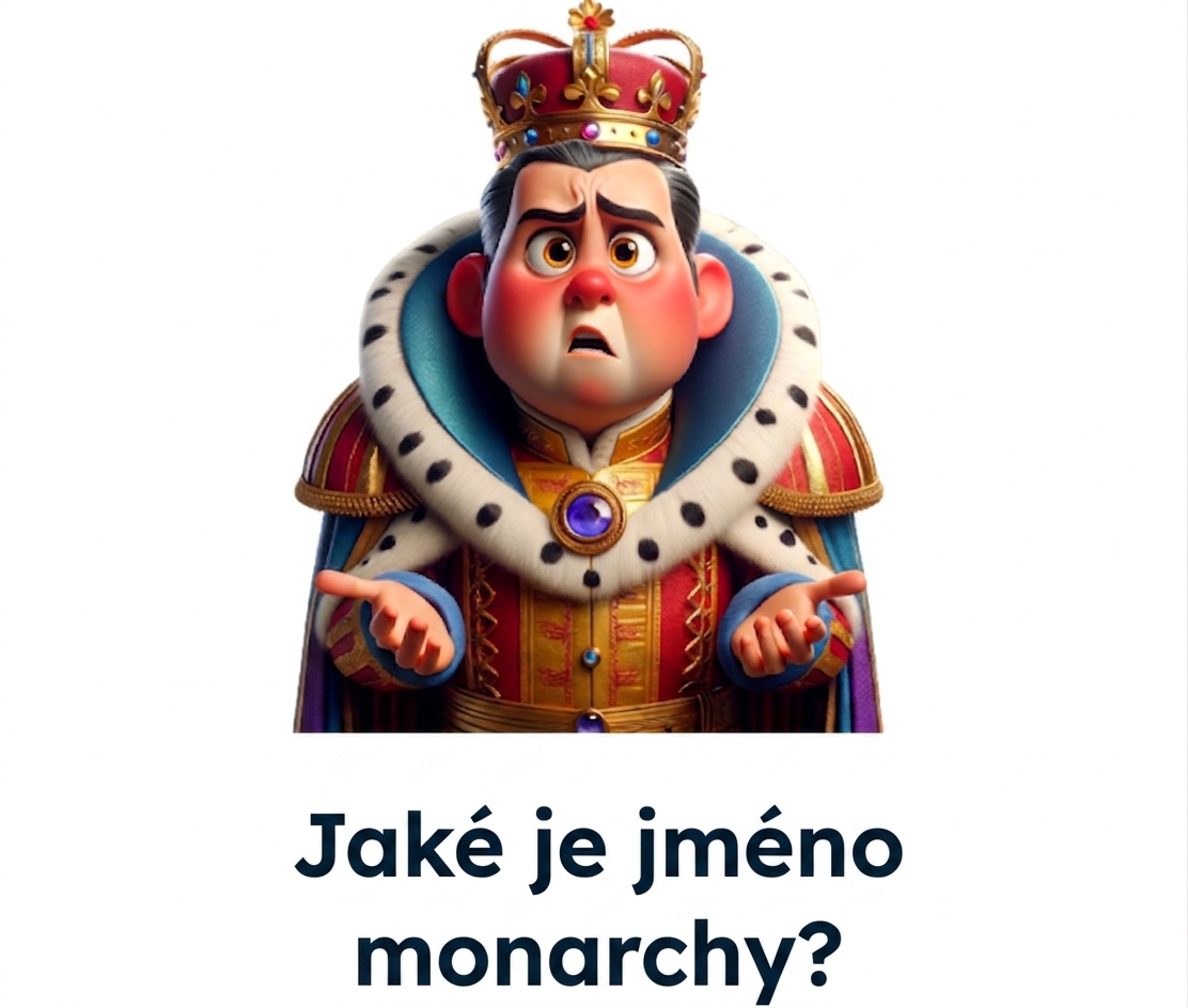 Zmatený panovník s otázkou 'jak se jmenuje panovník'
