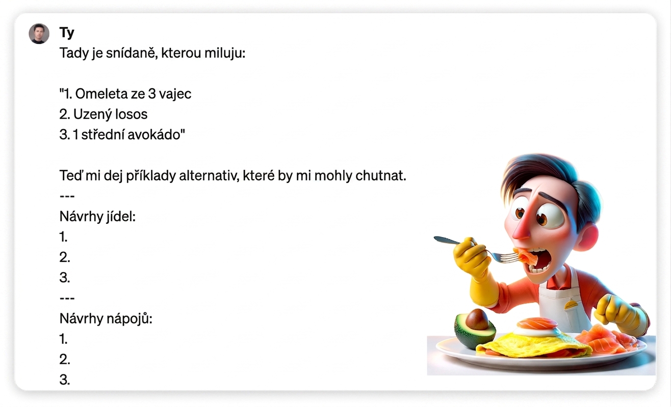 Karikatura osoby snídající