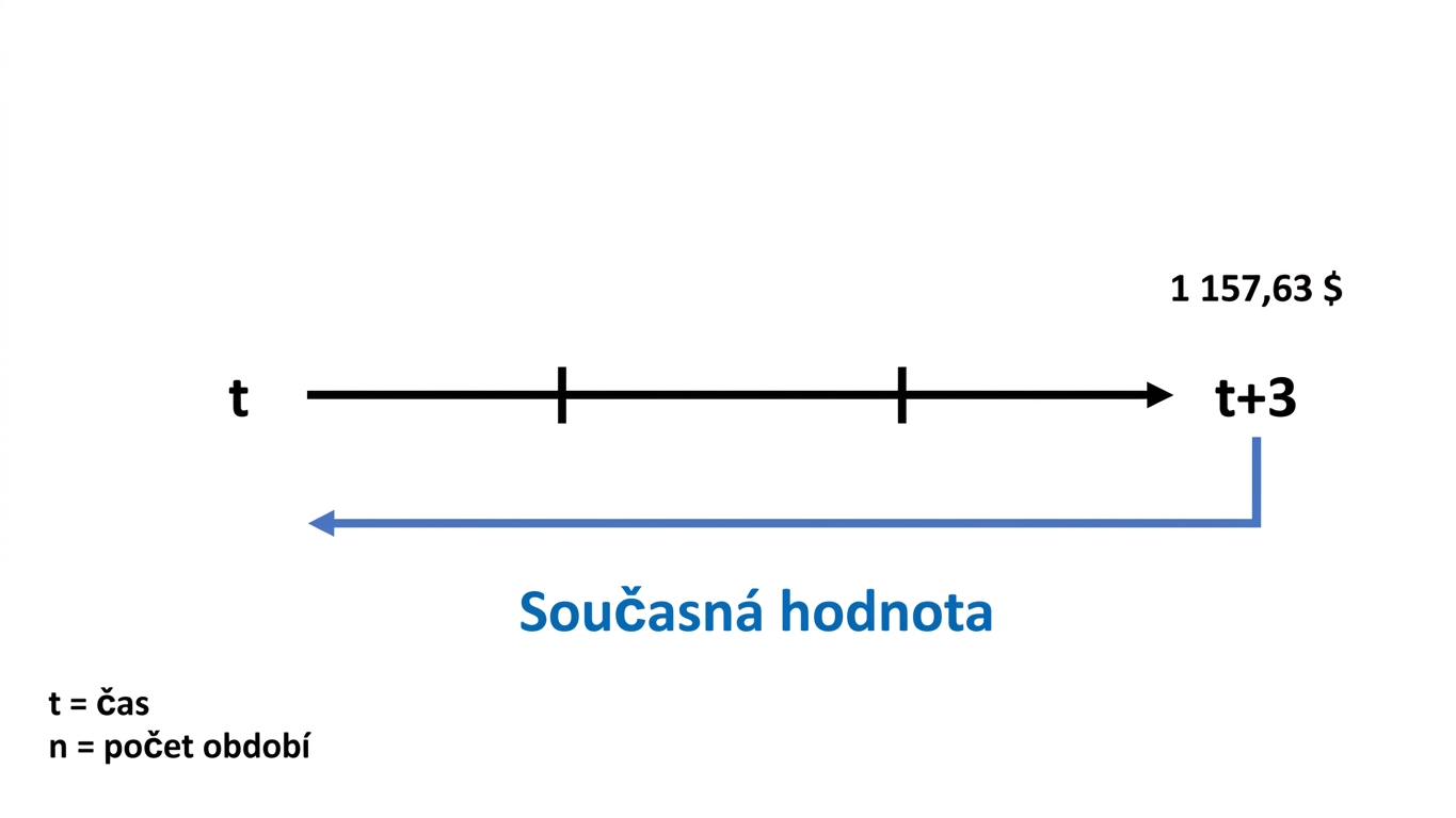 příklad výpočtu současné hodnoty na časové ose