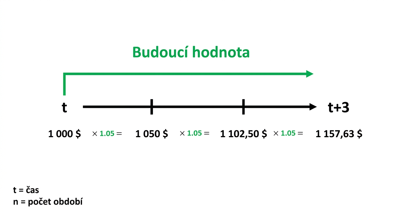 příklad výpočtu budoucí hodnoty na časové ose