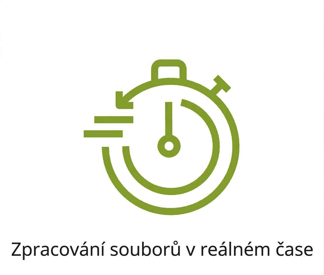 Ikona zpracování v reálném čase.