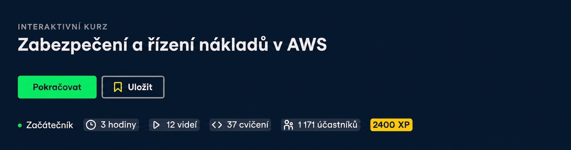 Záhlaví kurzu Bezpečnost a správa nákladů