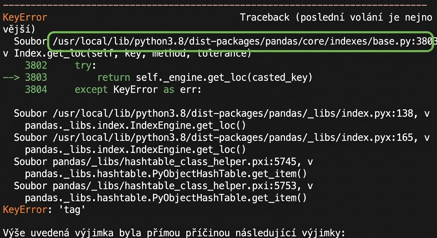 Traceback se zvýrazněným souborem base.py