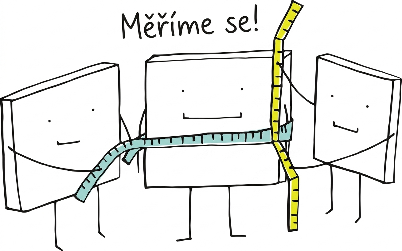 Hravý obrázek kreslené postavy, která dostává doladěný oblek