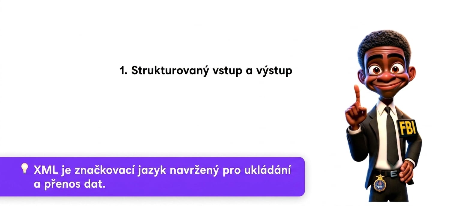 Obrázek zobrazuje kresleného agenta FBI držícího nahoře jeden prst