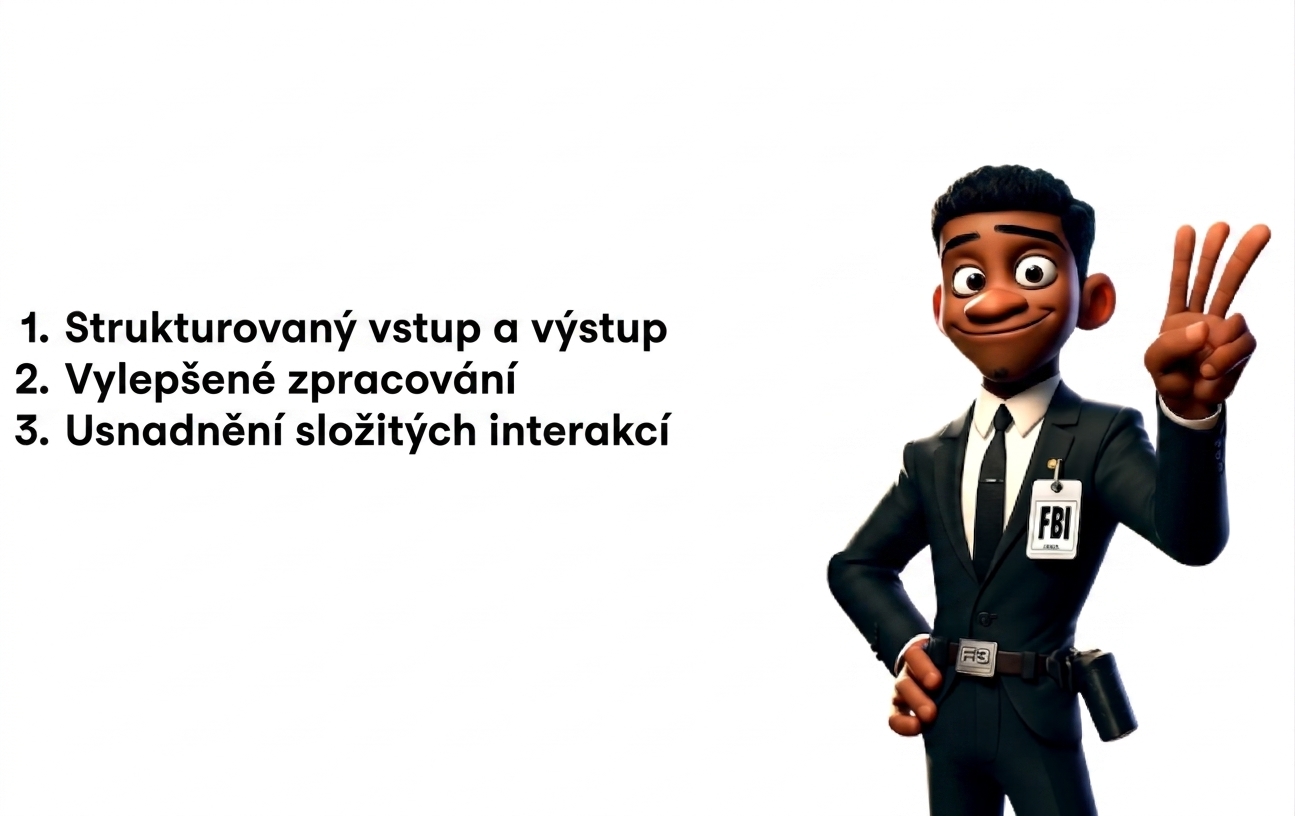 Obrázek zobrazuje kresleného agenta FBI držícího nahoře tři prsty