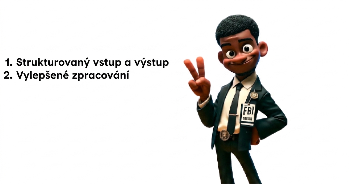 Obrázek zobrazuje kresleného agenta FBI držícího nahoře dva prsty