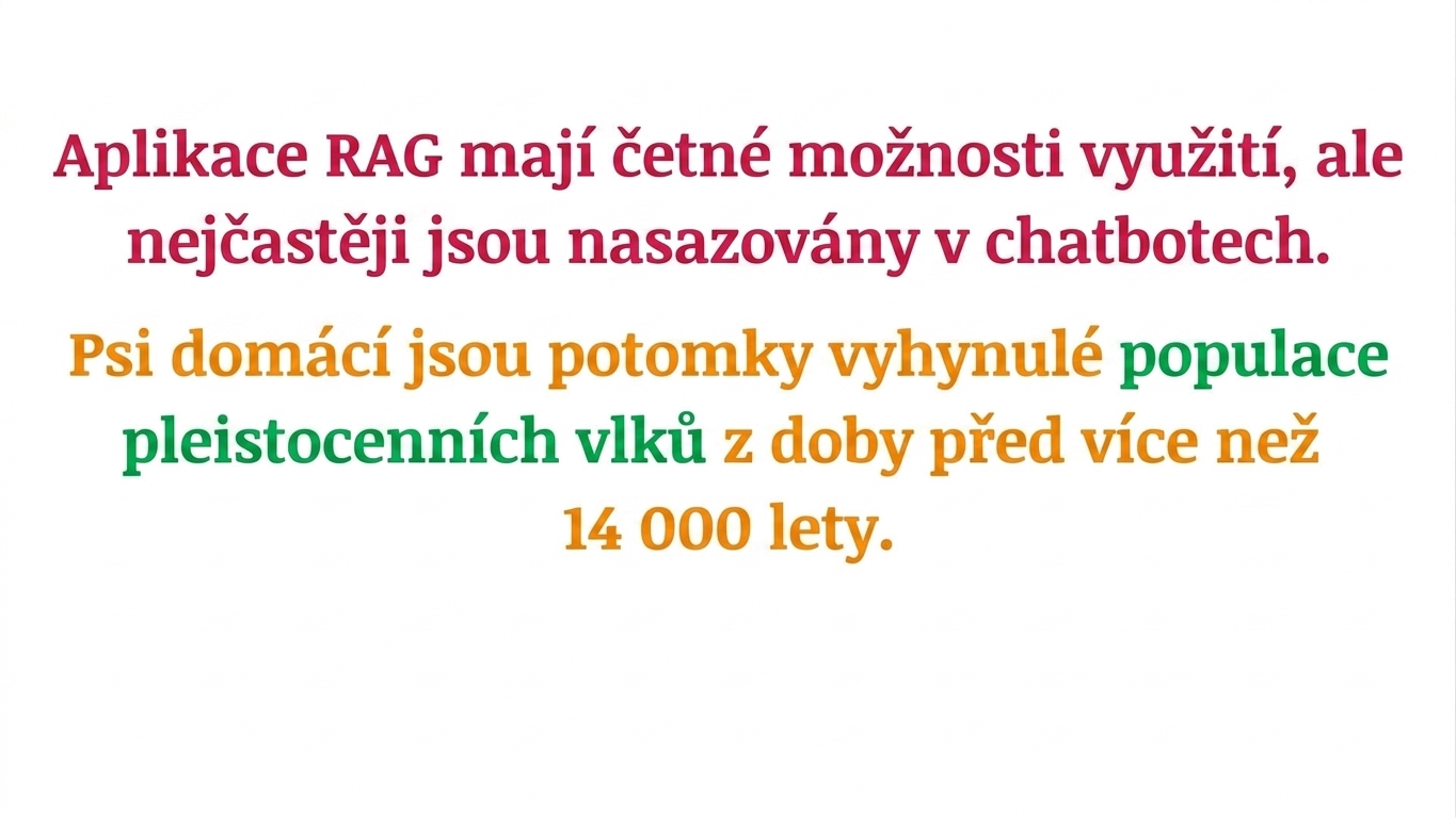 Odstavec byl rozdělen pomocí znaků nebo tokenů, čímž došlo ke ztrátě kontextu.