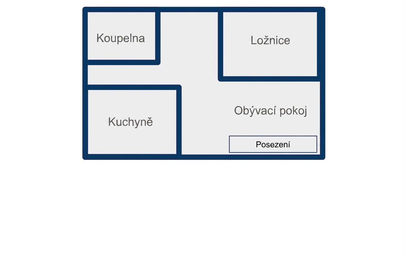 Obdélníkový půdorys garsoniéry