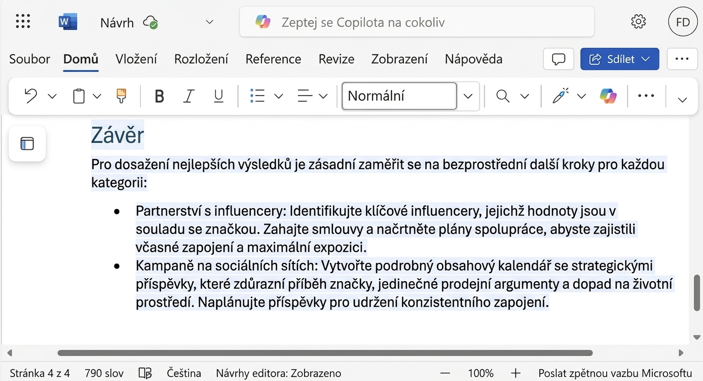 Přepsaný odstavec s upraveným závěrem.
