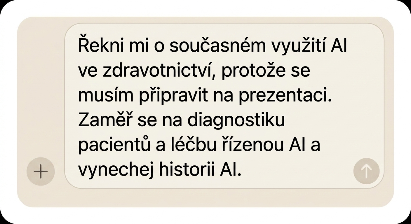 Text upřesňuje zaměření na diagnostiku pacientů a léčbu řízenou AI a vynechání historie AI
