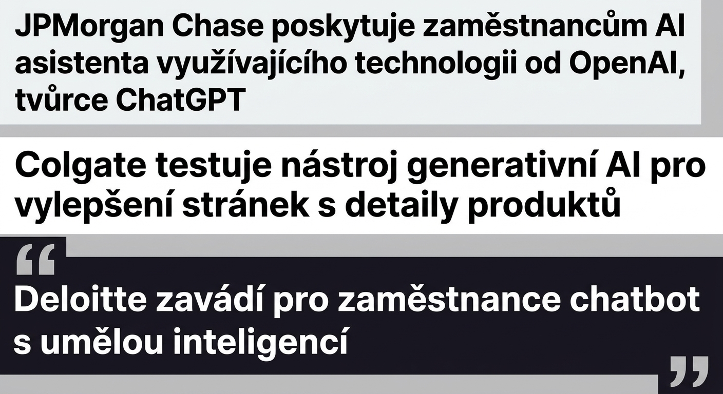Novinové titulky o firmách vyvíjejících a přijímajících modely GPT
