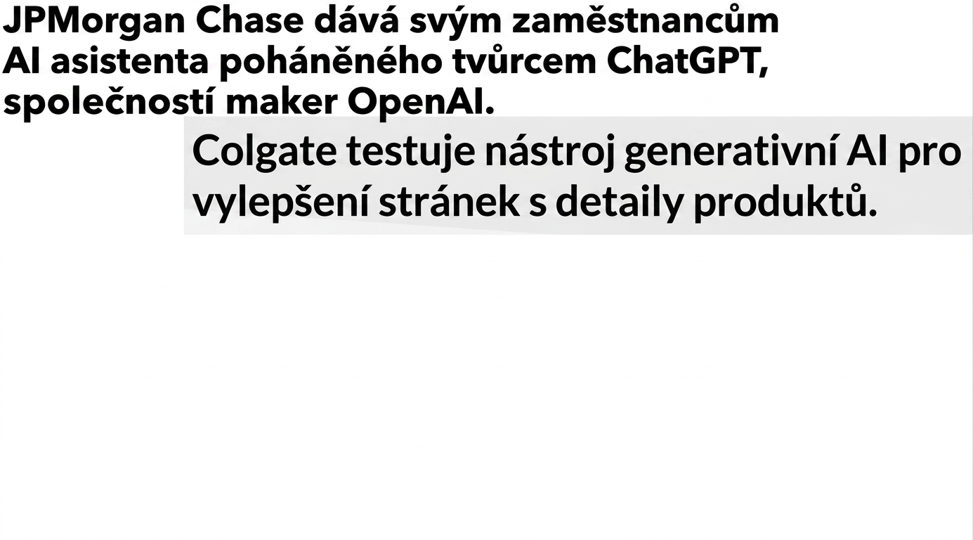 Novinové titulky o firmách vyvíjejících a přijímajících modely GPT