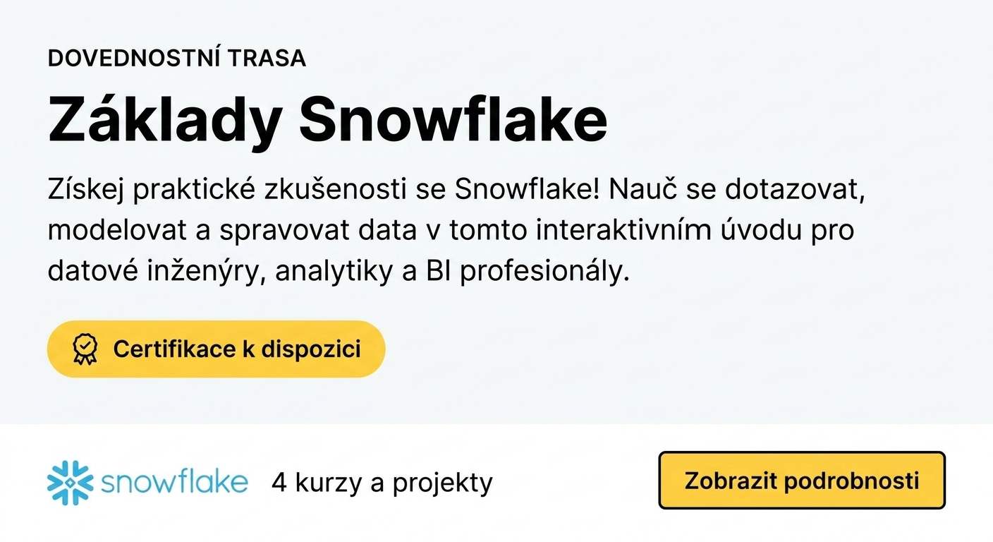 Snímek obrazovky skill tracku Snowflake Foundations na DataCamp