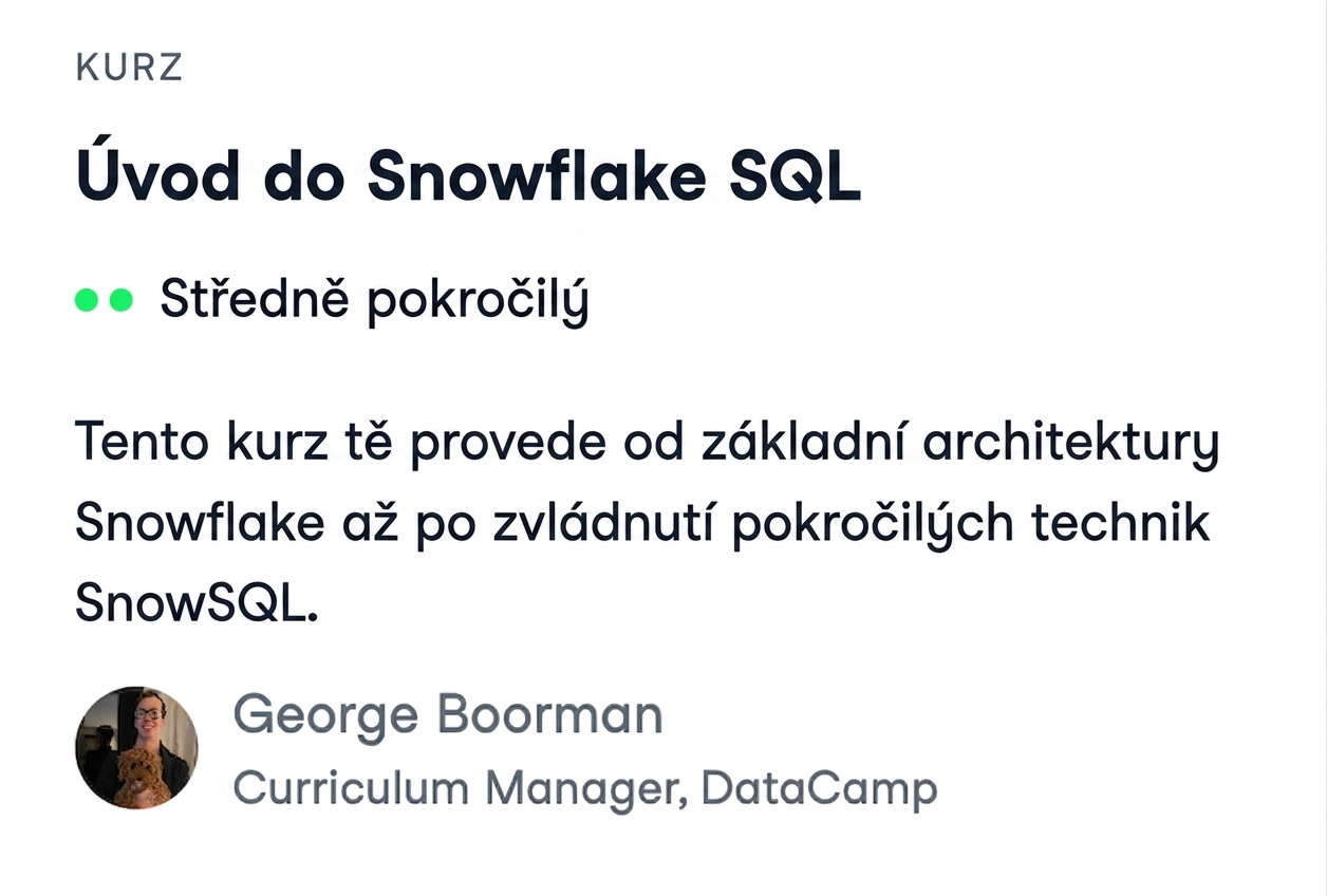 Snímek obrazovky kurzu Úvod do Snowflake SQL na DataCamp