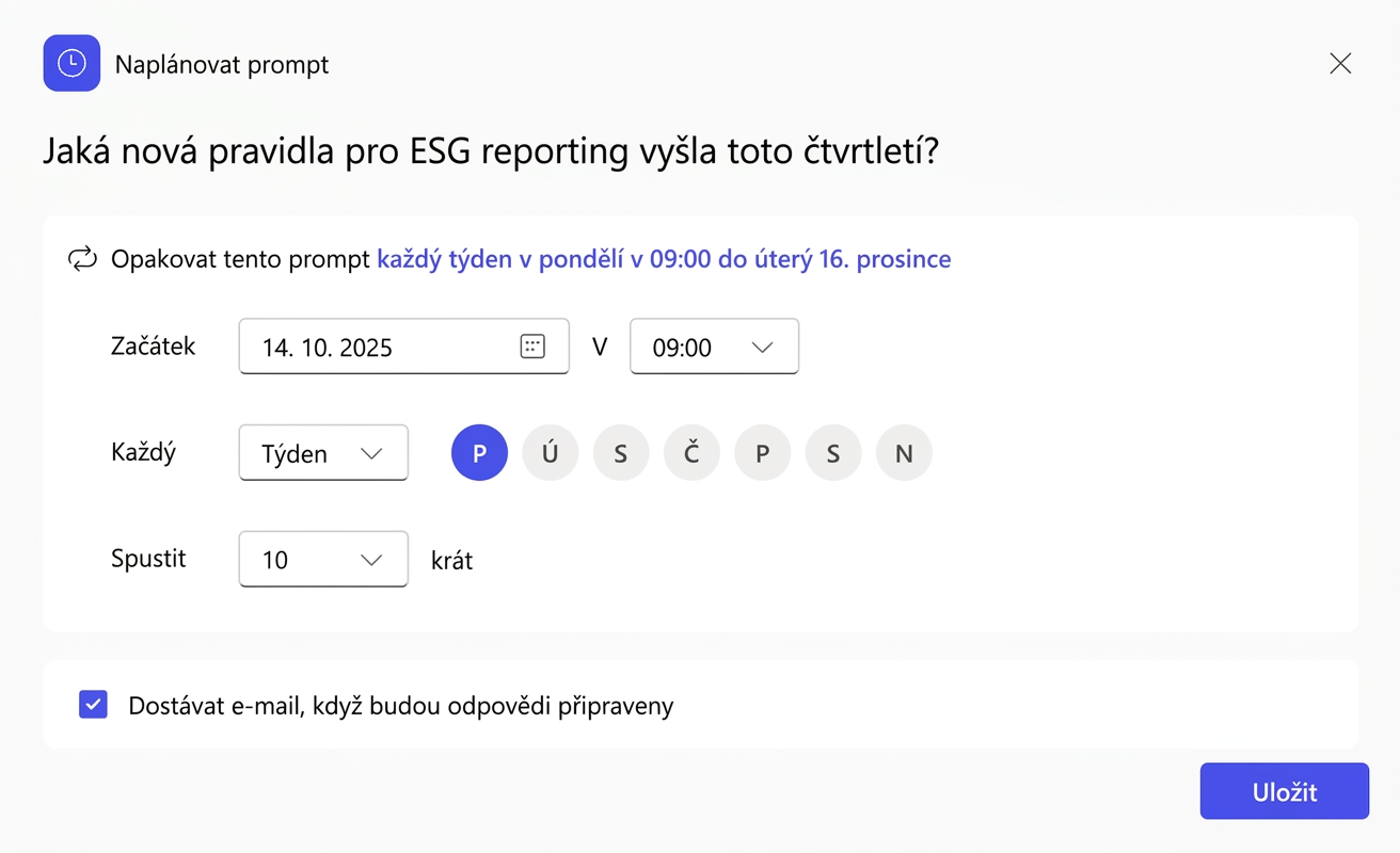 Snímek obrazovky s přehledem nástrojů pro plánování