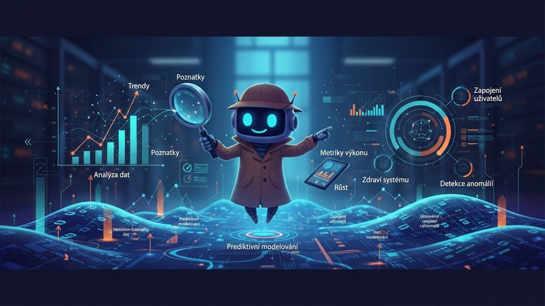 Obrázek vygenerovaný AI zobrazující robota v roli detektiva