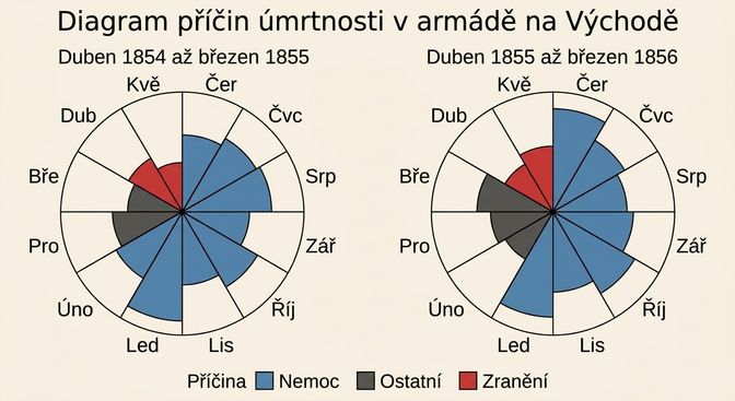 Nightingalein graf znázorňující počty obětí