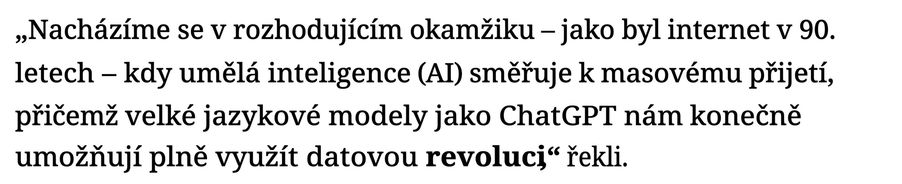 Novinový titulek zdůrazňující pokroky v oblasti LLM jako zlomový okamžik.