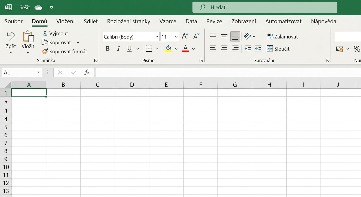 Panel názvu sešitu s indikátorem ukládání na OneDrive