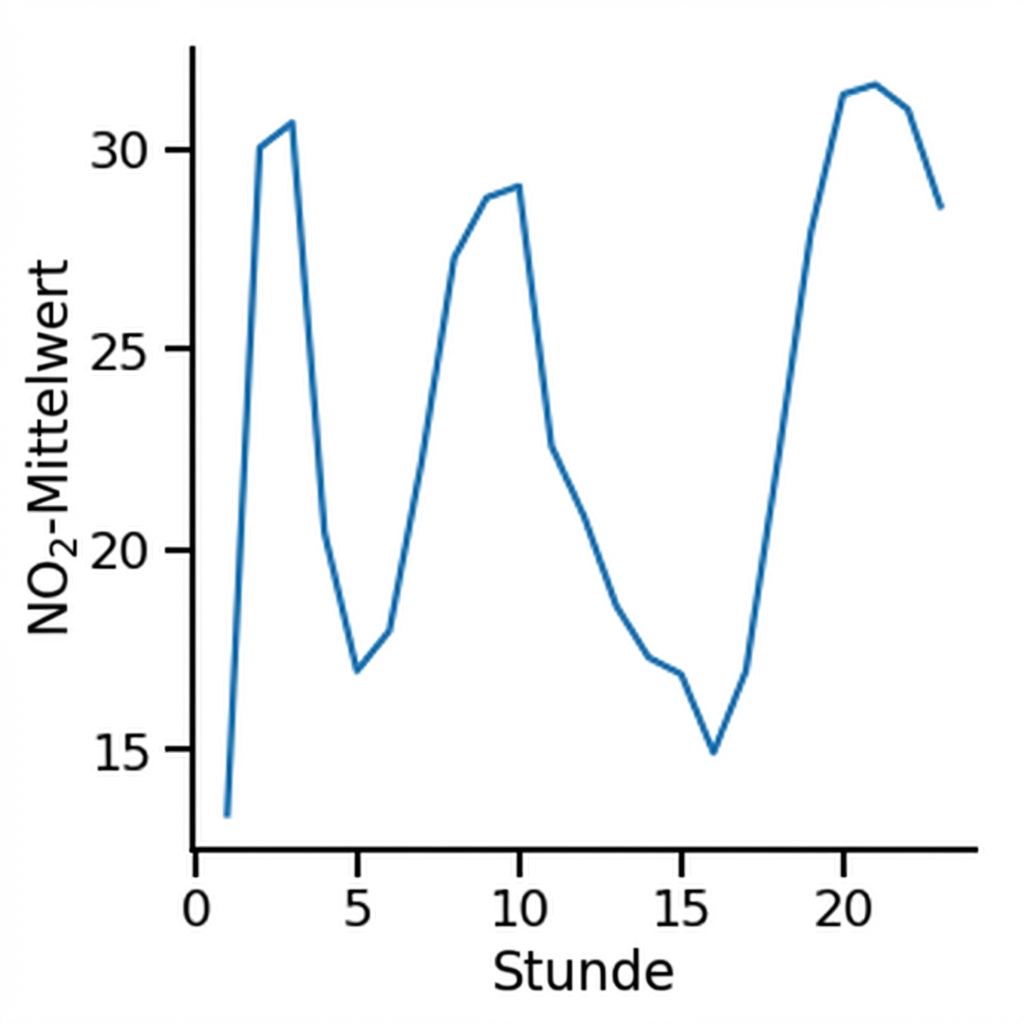 Liniendiagramm des durchschnittlichen Stickstoffdioxids über die Zeit