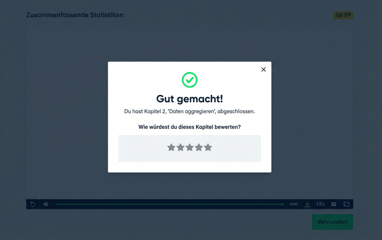 Kapitelbewertung bei DataCamp Bewertung