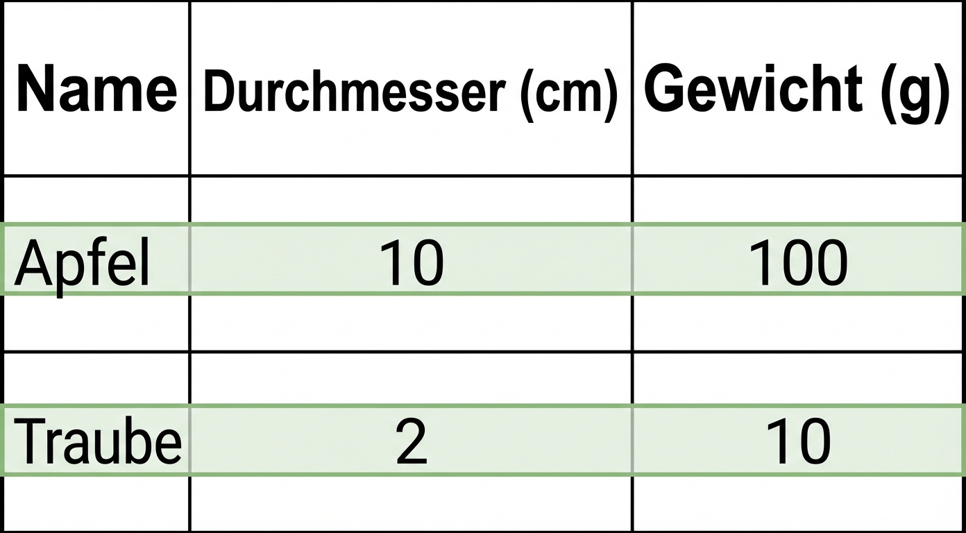 Beispiel für zeilenorientierte Speicherung