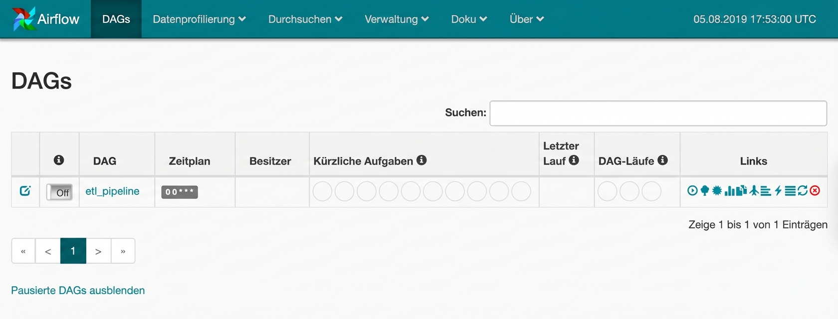 Screenshot der Airflow-Benutzeroberfläche