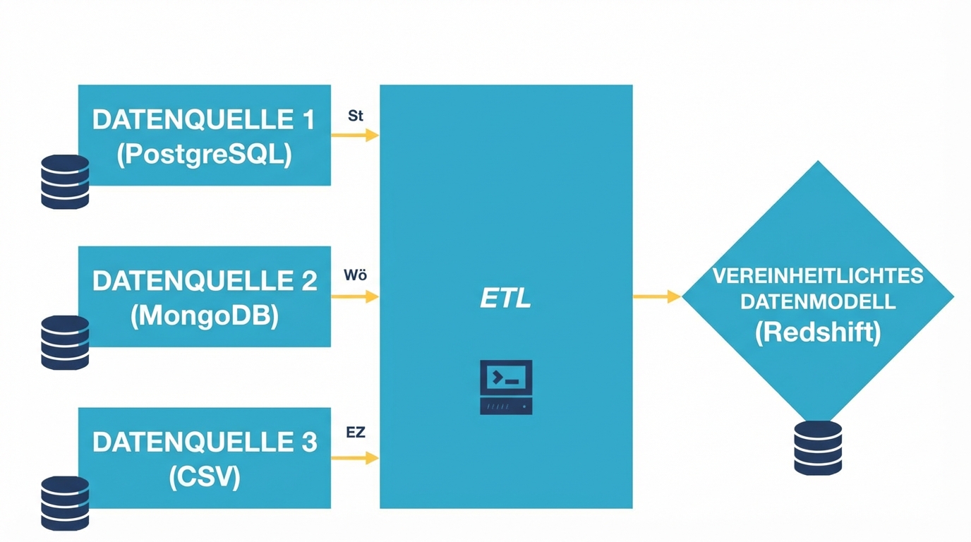 Processing the three data sources via ETL to the unified data model