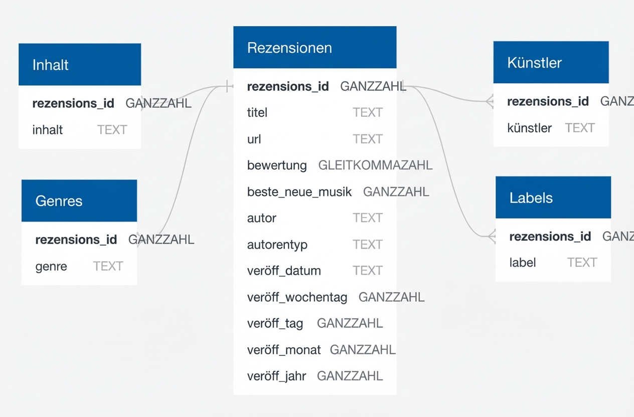 Schema of Pitchfork Reviews Database