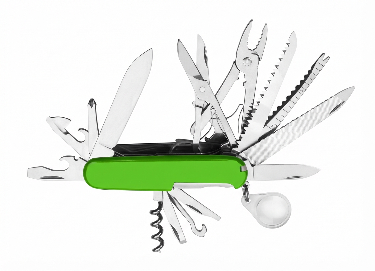 Ein grünes Schweizer Taschenmesser